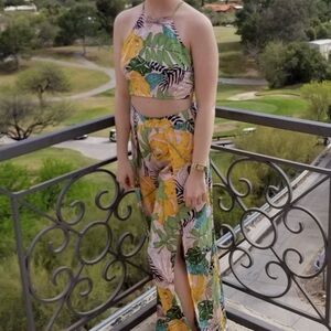 Forever 21 Floral Print Top and Flowy Pants